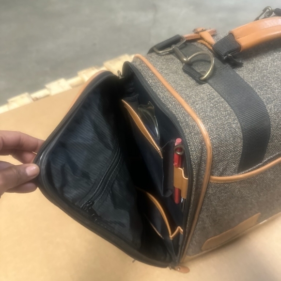 Stylish Gray and Tan Travel Bag - Picture 3 of 5